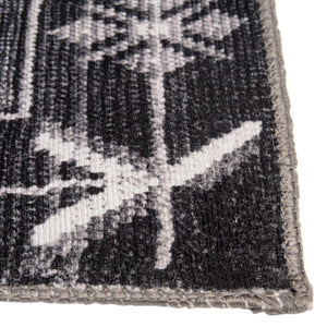 Washable Black and White 7' 6 x 7' 6 Timeless Square Area Rug Easy to Clean Stain Resistant & Durable Traditional Classic Vintage Design Carpet for Sale at Rug Engine