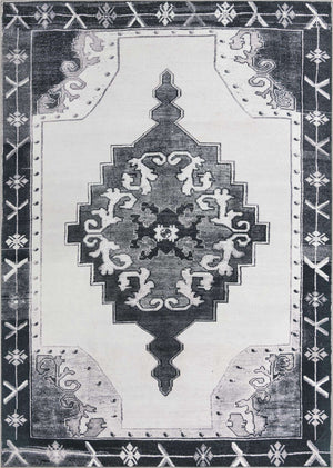 Washable Black and White 8' 4 x 12' Timeless Rectangle Area Rug Easy to Clean Stain Resistant & Durable Traditional Classic Vintage Design Carpet for Sale at Rug Engine