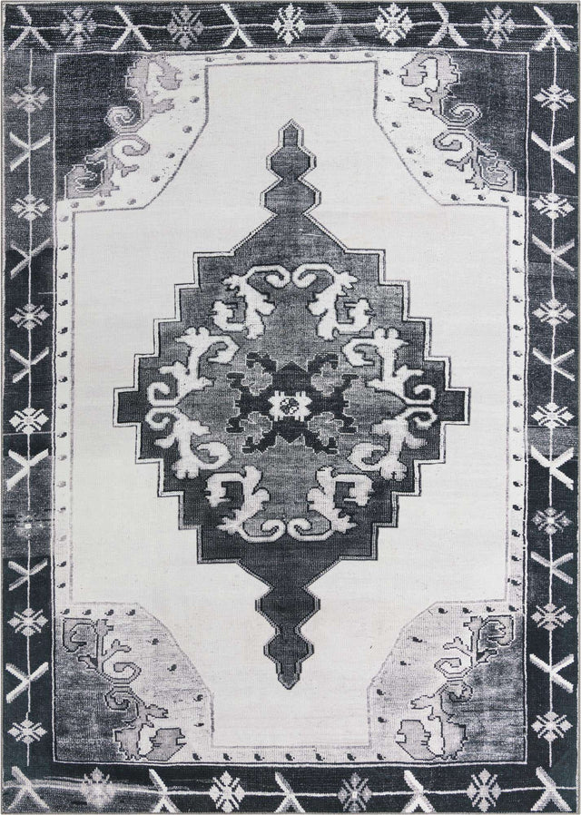 Washable Black and White 8' 4 x 12' Timeless Rectangle Area Rug Easy to Clean Stain Resistant & Durable Traditional Classic Vintage Design Carpet for Sale at Rug Engine
