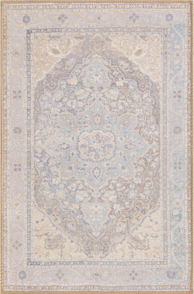 Washable Cream 2' x 3' Timeless Rectangle Area Rug Easy to Clean Stain Resistant & Durable Traditional Classic Vintage Design Carpet for Sale at Rug Engine
