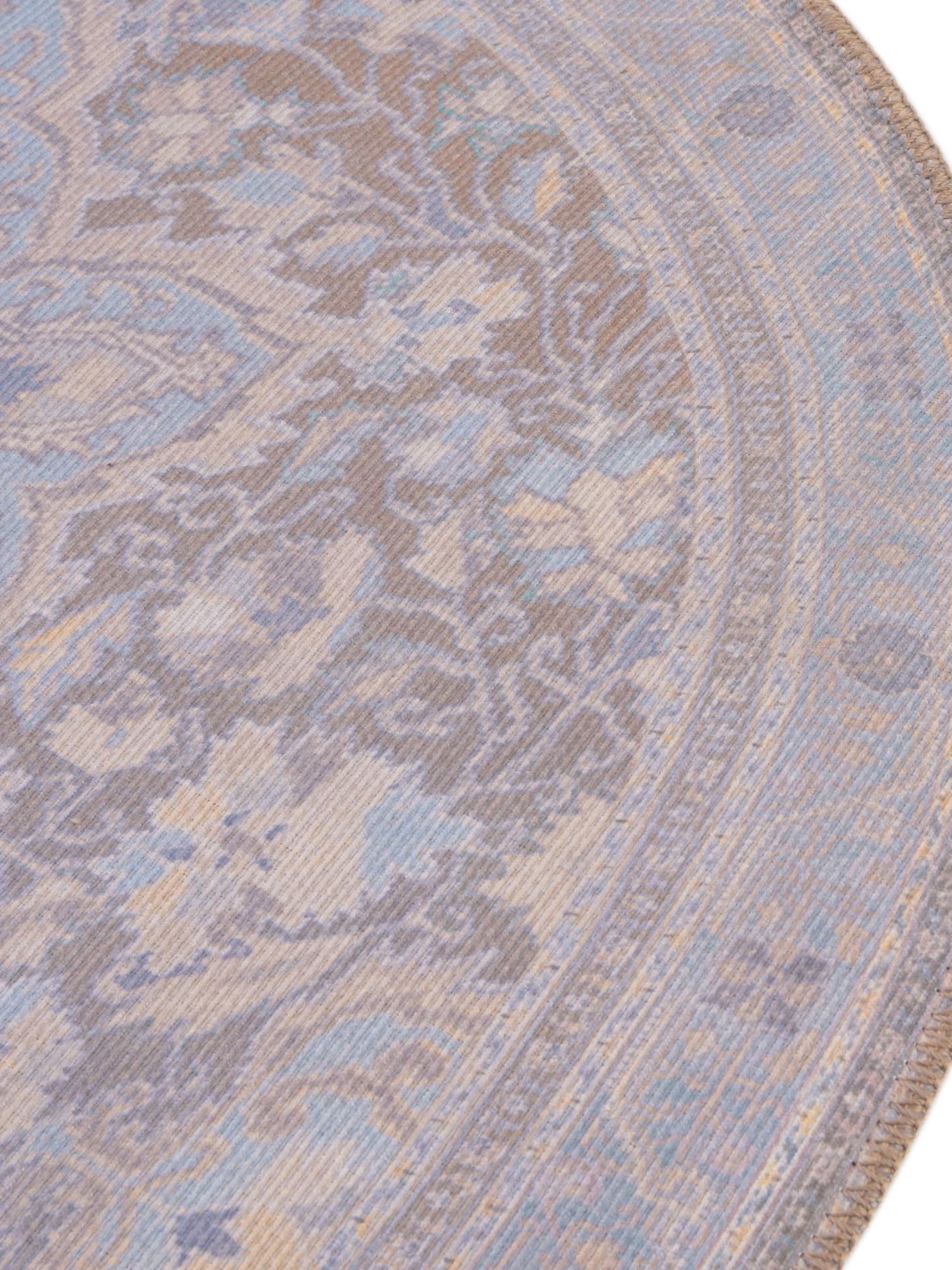 Washable Cream 7' 6 x 7' 6 Timeless Round Area Rug Easy to Clean Stain Resistant & Durable Traditional Classic Vintage Design Carpet for Sale at Rug Engine