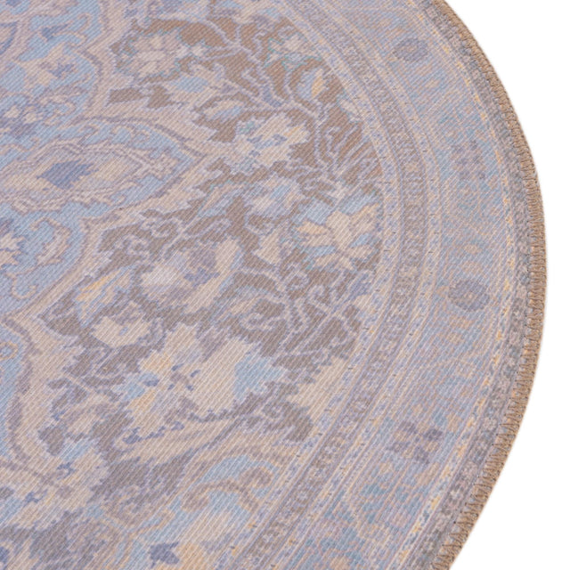 Washable Cream 7' 6 x 7' 6 Timeless Round Area Rug Easy to Clean Stain Resistant & Durable Traditional Classic Vintage Design Carpet for Sale at Rug Engine