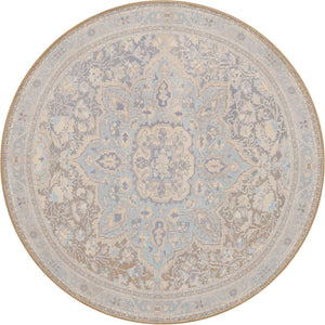 Washable Cream 3' 6 x 3' 6 Timeless Round Area Rug Easy to Clean Stain Resistant & Durable Traditional Classic Vintage Design Carpet for Sale at Rug Engine