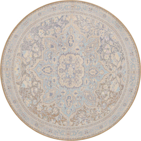 Washable Cream 3' 6 x 3' 6 Timeless Round Area Rug Easy to Clean Stain Resistant & Durable Traditional Classic Vintage Design Carpet for Sale at Rug Engine
