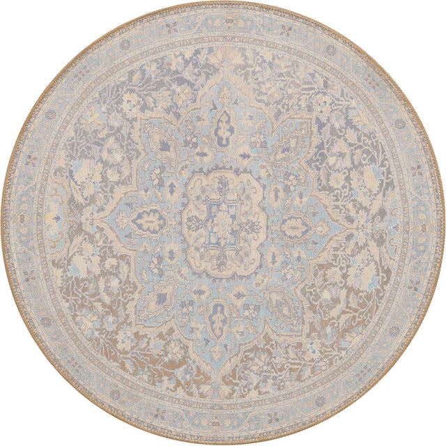 Washable Cream 3' 6 x 3' 6 Timeless Round Area Rug Easy to Clean Stain Resistant & Durable Traditional Classic Vintage Design Carpet for Sale at Rug Engine
