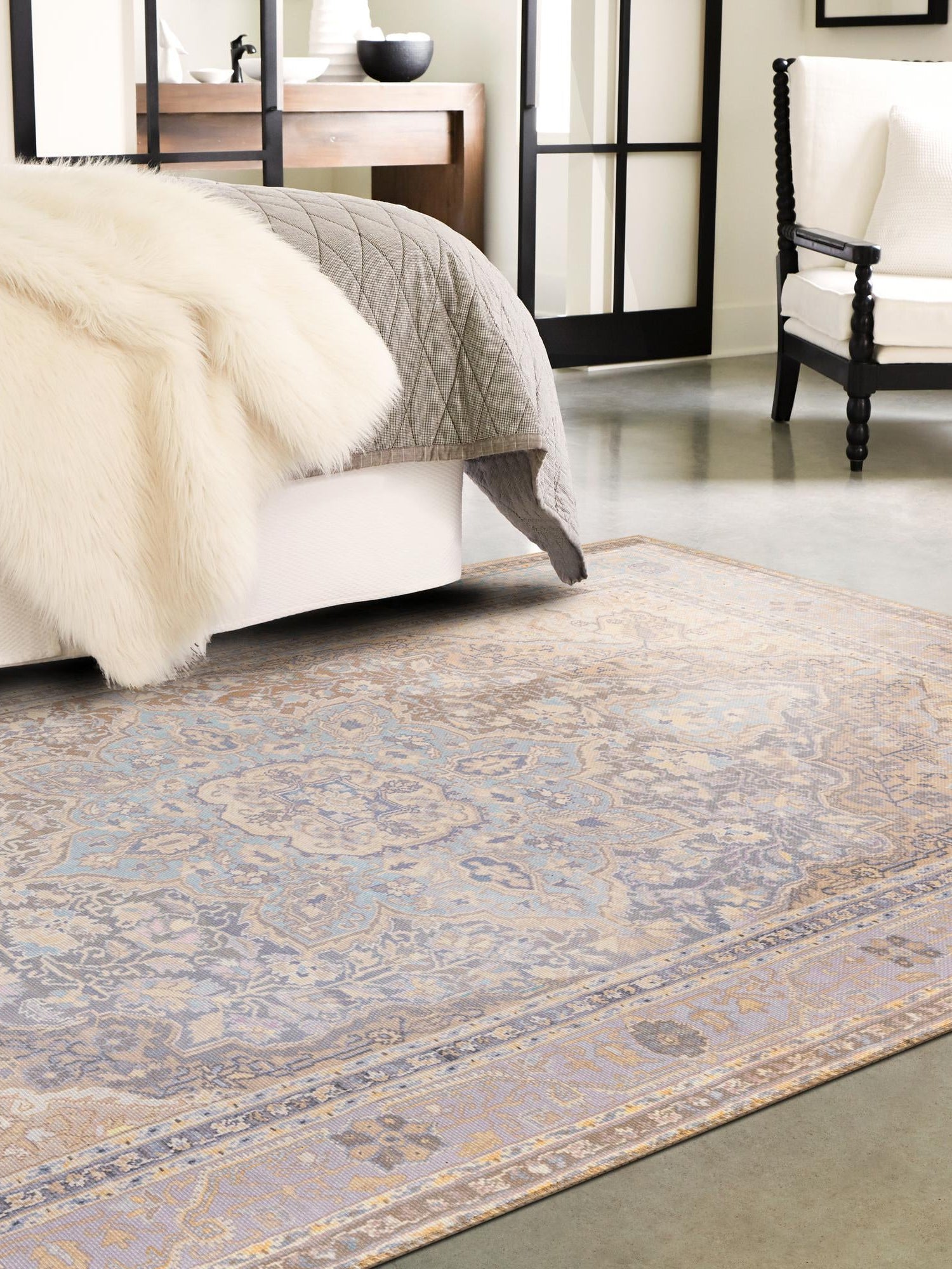 Washable Cream 8' 4 x 12' Timeless Rectangle Area Rug Easy to Clean Stain Resistant & Durable Traditional Classic Vintage Design Carpet for Sale at Rug Engine