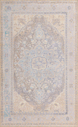 Washable Cream 5' x 8' Timeless Rectangle Area Rug Easy to Clean Stain Resistant & Durable Traditional Classic Vintage Design Carpet for Sale at Rug Engine