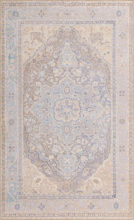 Washable Cream 5' x 8' Timeless Rectangle Area Rug Easy to Clean Stain Resistant & Durable Traditional Classic Vintage Design Carpet for Sale at Rug Engine
