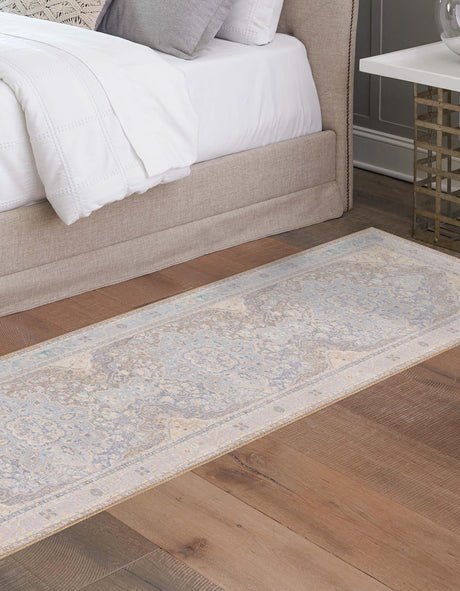 Washable Cream 2' x 6' Timeless Runner Area Rug Easy to Clean Stain Resistant & Durable Traditional Classic Vintage Design Carpet for Sale at Rug Engine