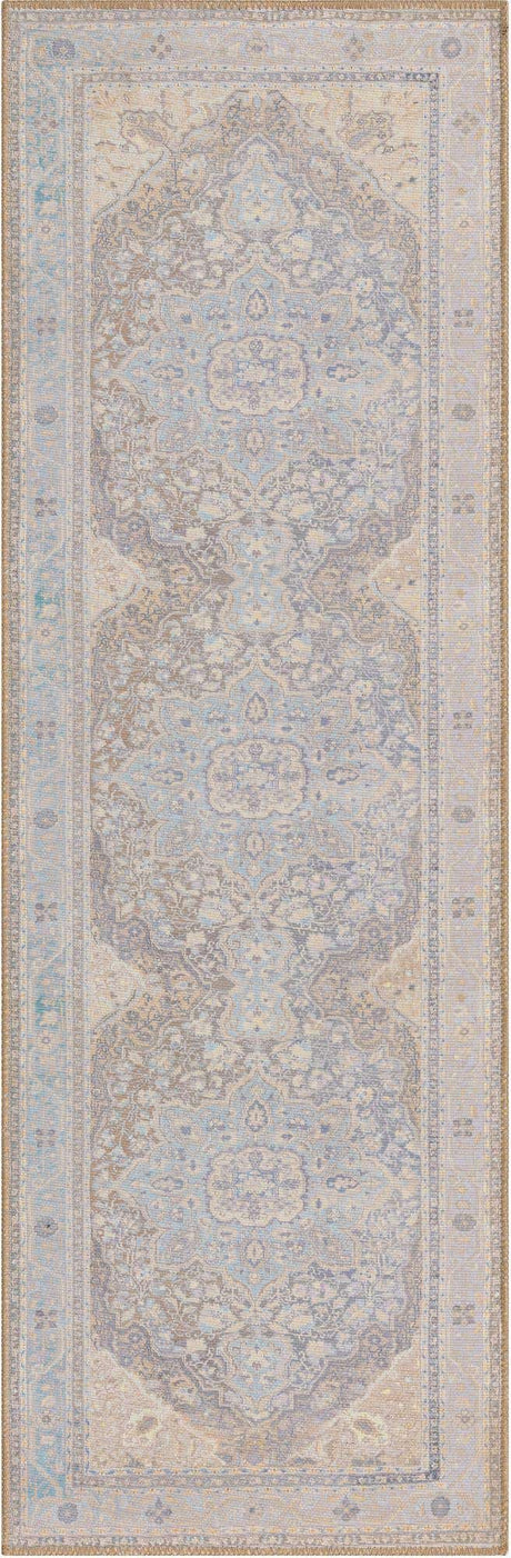 Washable Cream 2' x 6' Timeless Runner Area Rug Easy to Clean Stain Resistant & Durable Traditional Classic Vintage Design Carpet for Sale at Rug Engine