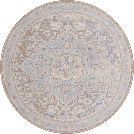 Washable Cream 7' 6 x 7' 6 Timeless Round Area Rug Easy to Clean Stain Resistant & Durable Traditional Classic Vintage Design Carpet for Sale at Rug Engine