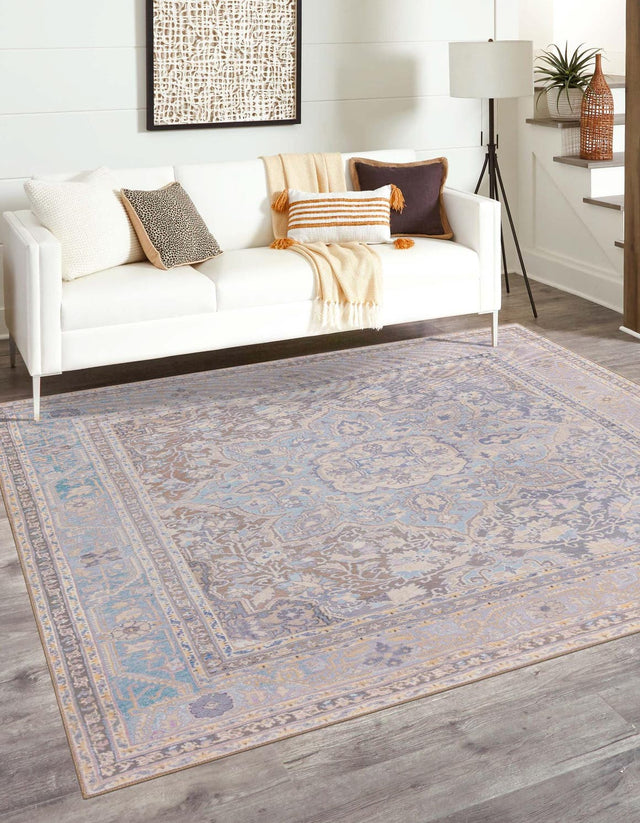 Washable Cream 7' 6 x 7' 6 Timeless Square Area Rug Easy to Clean Stain Resistant & Durable Traditional Classic Vintage Design Carpet for Sale at Rug Engine