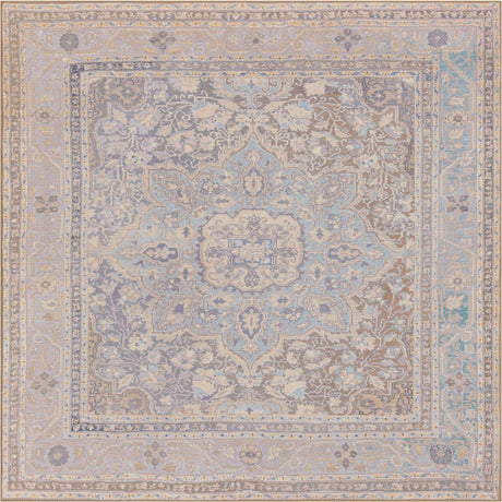 Washable Cream 7' 6 x 7' 6 Timeless Square Area Rug Easy to Clean Stain Resistant & Durable Traditional Classic Vintage Design Carpet for Sale at Rug Engine