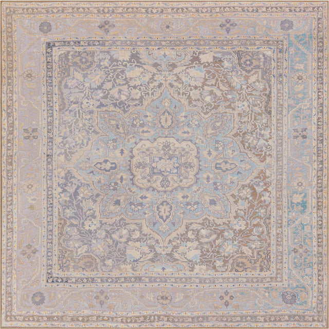 Washable Cream 7' 6 x 7' 6 Timeless Square Area Rug Easy to Clean Stain Resistant & Durable Traditional Classic Vintage Design Carpet for Sale at Rug Engine