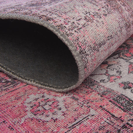 Washable Pink 3' 6 x 3' 6 Timeless Round Area Rug Easy to Clean Stain Resistant & Durable Traditional Classic Vintage Design Carpet for Sale at Rug Engine