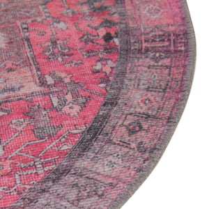 Washable Pink 3' 6 x 3' 6 Timeless Round Area Rug Easy to Clean Stain Resistant & Durable Traditional Classic Vintage Design Carpet for Sale at Rug Engine