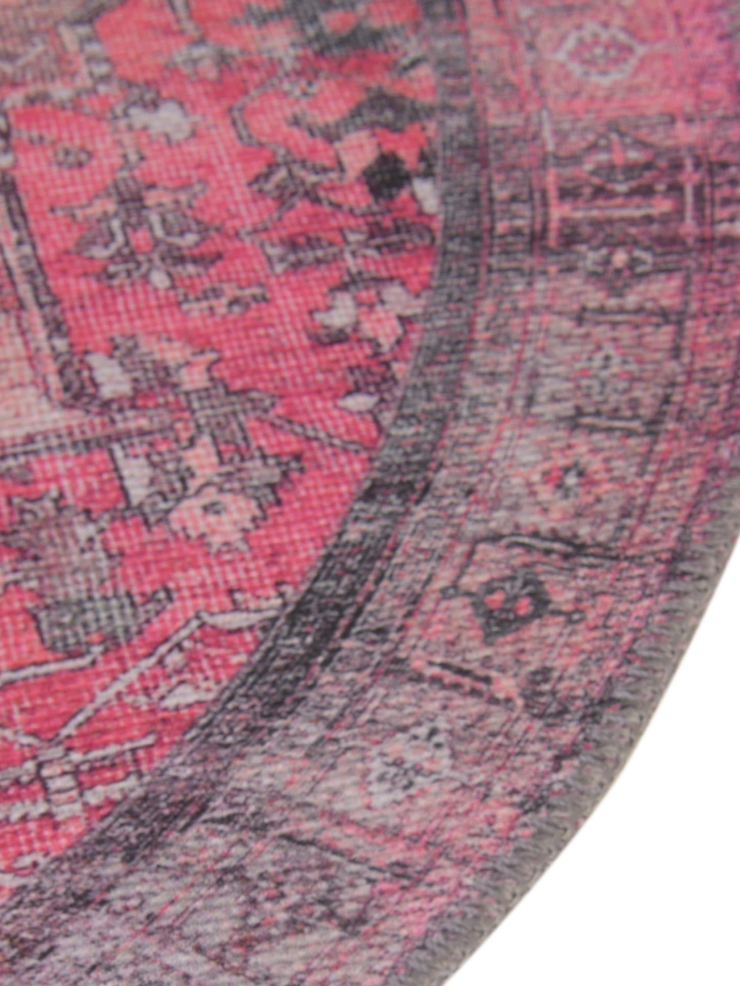 Washable Pink 7' 6 x 7' 6 Timeless Round Area Rug Easy to Clean Stain Resistant & Durable Traditional Classic Vintage Design Carpet for Sale at Rug Engine