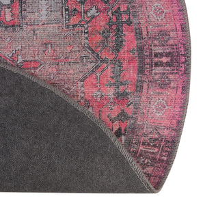 Washable Pink 3' 6 x 3' 6 Timeless Round Area Rug Easy to Clean Stain Resistant & Durable Traditional Classic Vintage Design Carpet for Sale at Rug Engine