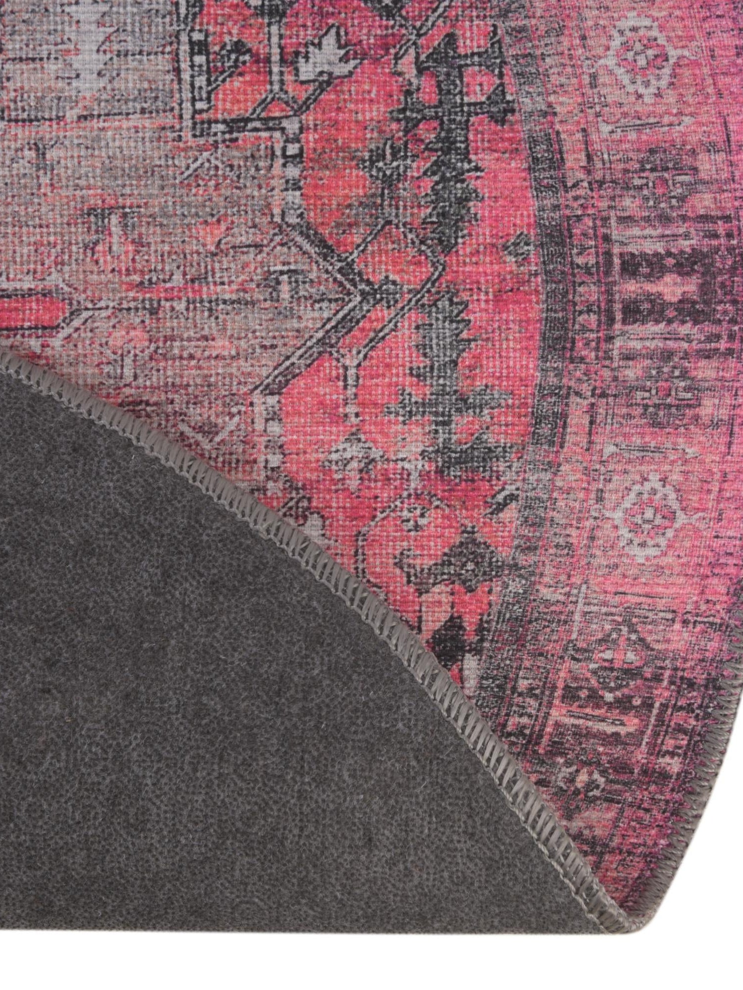 Washable Pink 7' 6 x 7' 6 Timeless Round Area Rug Easy to Clean Stain Resistant & Durable Traditional Classic Vintage Design Carpet for Sale at Rug Engine