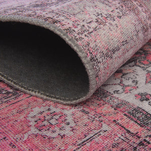 Washable Pink 7' 6 x 10' 6 Timeless Rectangle Area Rug Easy to Clean Stain Resistant & Durable Traditional Classic Vintage Design Carpet for Sale at Rug Engine