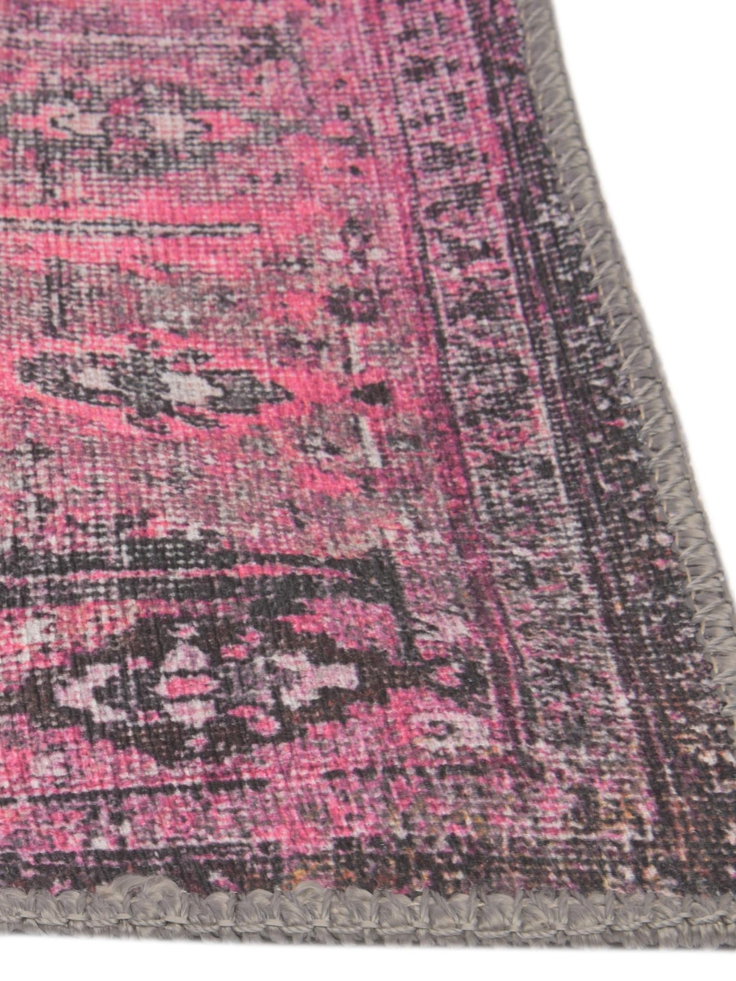 Washable Pink 7' 6 x 10' 6 Timeless Rectangle Area Rug Easy to Clean Stain Resistant & Durable Traditional Classic Vintage Design Carpet for Sale at Rug Engine