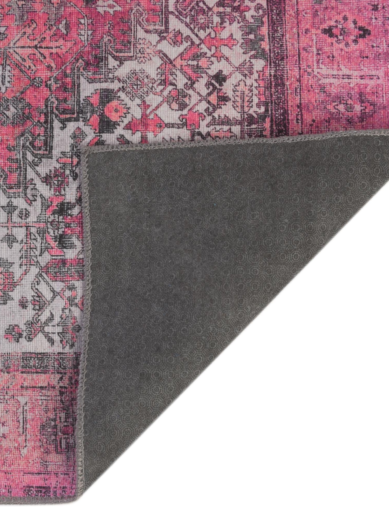 Washable Pink 2' x 6' Timeless Runner Area Rug Easy to Clean Stain Resistant & Durable Traditional Classic Vintage Design Carpet for Sale at Rug Engine