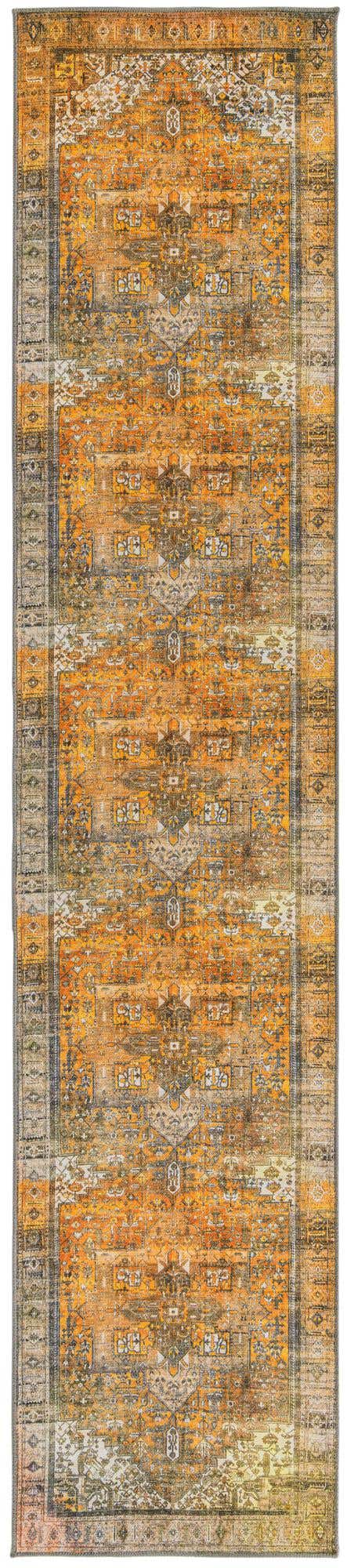 Washable Yellow 2' 6 x 12' Timeless Runner Area Rug Easy to Clean Stain Resistant & Durable Traditional Classic Vintage Design Carpet for Sale at Rug Engine