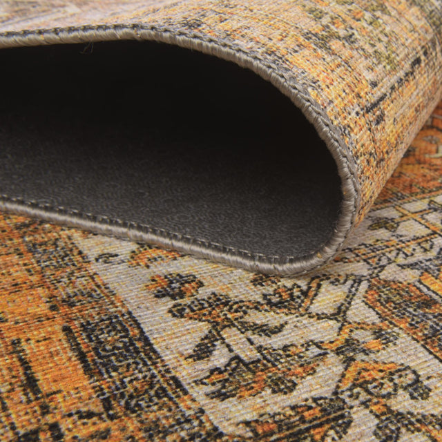 Washable Yellow 3' 6 x 3' 6 Timeless Round Area Rug Easy to Clean Stain Resistant & Durable Traditional Classic Vintage Design Carpet for Sale at Rug Engine