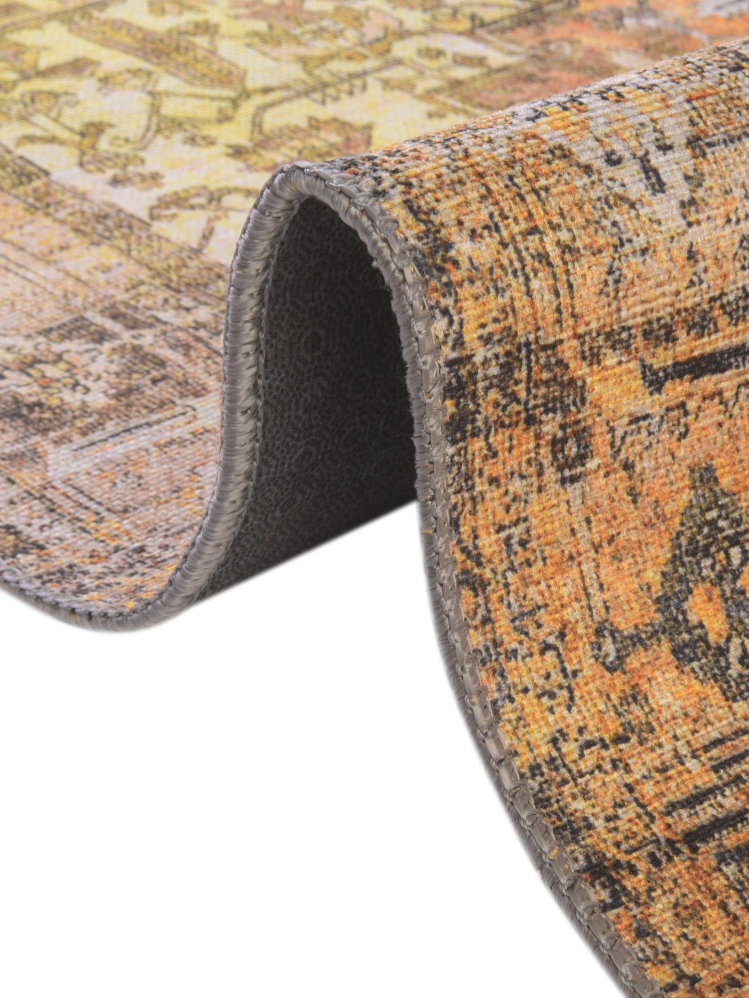 Washable Yellow 7' 6 x 7' 6 Timeless Round Area Rug Easy to Clean Stain Resistant & Durable Traditional Classic Vintage Design Carpet for Sale at Rug Engine