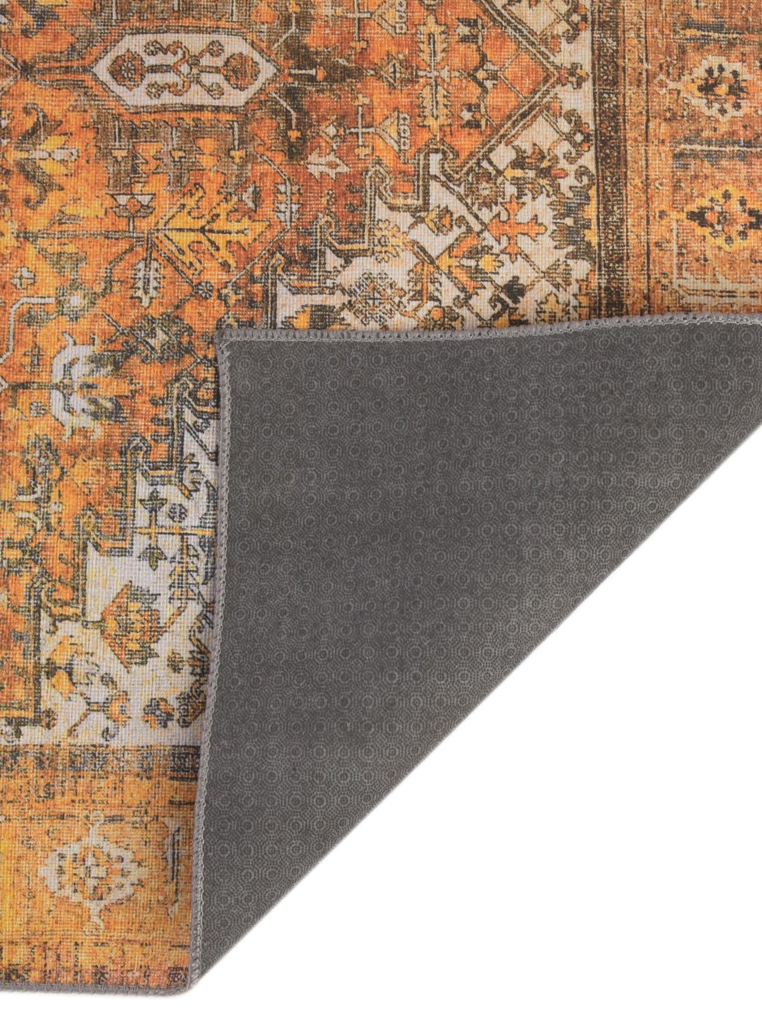 Washable Yellow 3' 6 x 5' 6 Timeless Rectangle Area Rug Easy to Clean Stain Resistant & Durable Traditional Classic Vintage Design Carpet for Sale at Rug Engine
