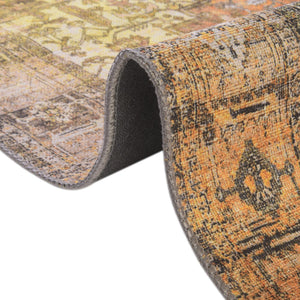Washable Yellow 5' x 8' Timeless Rectangle Area Rug Easy to Clean Stain Resistant & Durable Traditional Classic Vintage Design Carpet for Sale at Rug Engine