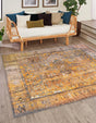 Washable Yellow 7' 6 x 7' 6 Timeless Square Area Rug Easy to Clean Stain Resistant & Durable Traditional Classic Vintage Design Carpet for Sale at Rug Engine