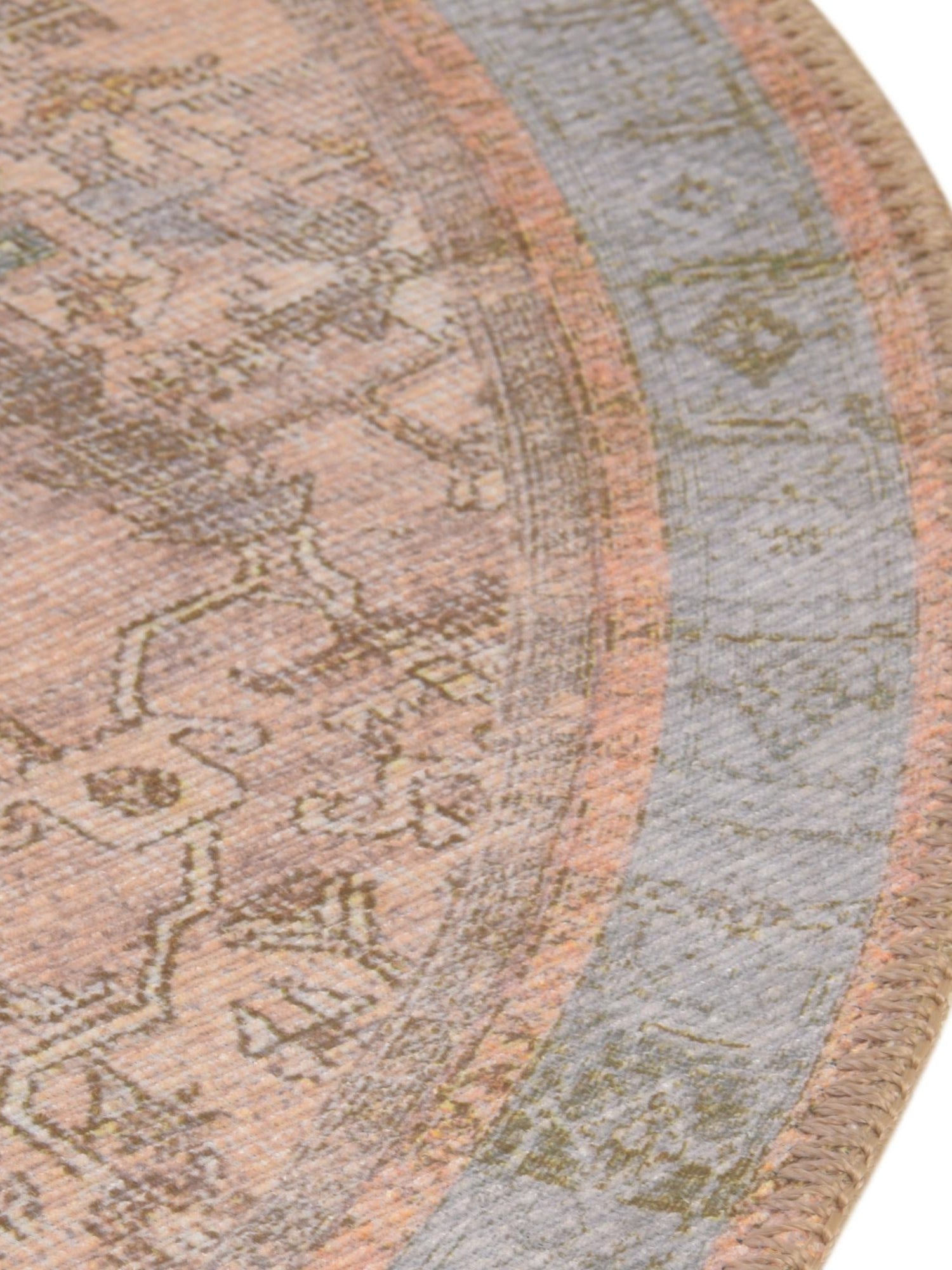 Washable Light Brown 7' 6 x 7' 6 Timeless Round Area Rug Easy to Clean Stain Resistant & Durable Traditional Classic Vintage Design Carpet for Sale at Rug Engine