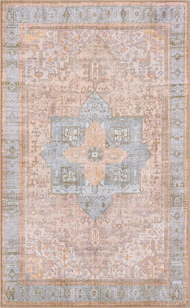Washable Light Brown 3' 6 x 5' 6 Timeless Rectangle Area Rug Easy to Clean Stain Resistant & Durable Traditional Classic Vintage Design Carpet for Sale at Rug Engine