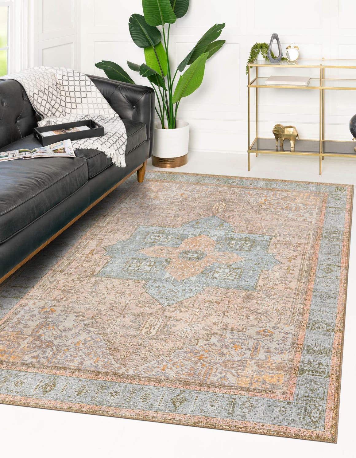 Washable Light Brown 2' x 3' Timeless Rectangle Area Rug Easy to Clean Stain Resistant & Durable Traditional Classic Vintage Design Carpet for Sale at Rug Engine