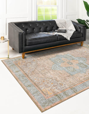 Washable Light Brown 3' 6 x 5' 6 Timeless Rectangle Area Rug Easy to Clean Stain Resistant & Durable Traditional Classic Vintage Design Carpet for Sale at Rug Engine