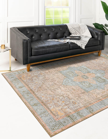 Washable Light Brown 2' x 3' Timeless Rectangle Area Rug Easy to Clean Stain Resistant & Durable Traditional Classic Vintage Design Carpet for Sale at Rug Engine