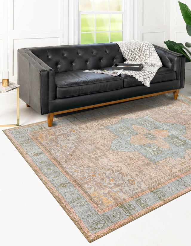 Washable Light Brown 7' 6 x 10' 6 Timeless Rectangle Area Rug Easy to Clean Stain Resistant & Durable Traditional Classic Vintage Design Carpet for Sale at Rug Engine