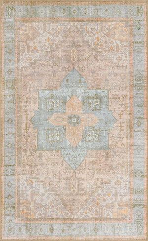 Washable Light Brown 5' x 8' Timeless Rectangle Area Rug Easy to Clean Stain Resistant & Durable Traditional Classic Vintage Design Carpet for Sale at Rug Engine