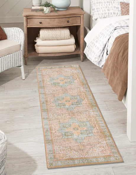 Washable Light Brown 2' x 6' Timeless Runner Area Rug Easy to Clean Stain Resistant & Durable Traditional Classic Vintage Design Carpet for Sale at Rug Engine