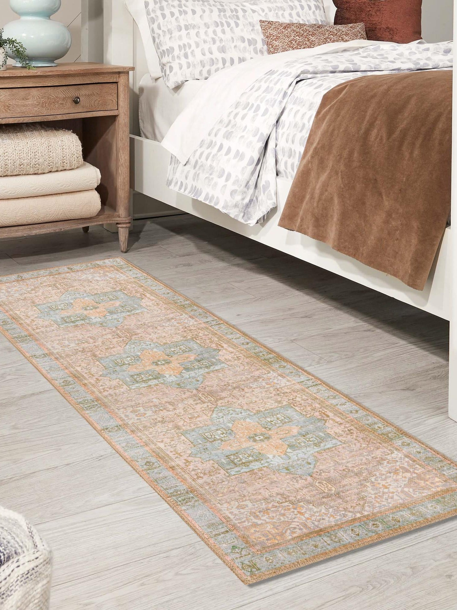 Washable Light Brown 2' 6 x 12' Timeless Runner Area Rug Easy to Clean Stain Resistant & Durable Traditional Classic Vintage Design Carpet for Sale at Rug Engine