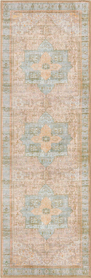 Washable Light Brown 2' x 6' Timeless Runner Area Rug Easy to Clean Stain Resistant & Durable Traditional Classic Vintage Design Carpet for Sale at Rug Engine