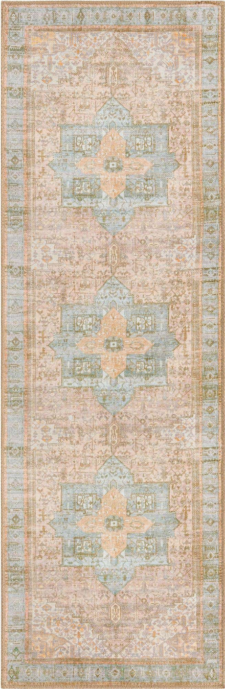 Washable Light Brown 2' x 6' Timeless Runner Area Rug Easy to Clean Stain Resistant & Durable Traditional Classic Vintage Design Carpet for Sale at Rug Engine