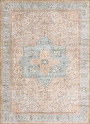 Washable Light Brown 7' 6 x 10' 6 Timeless Rectangle Area Rug Easy to Clean Stain Resistant & Durable Traditional Classic Vintage Design Carpet for Sale at Rug Engine