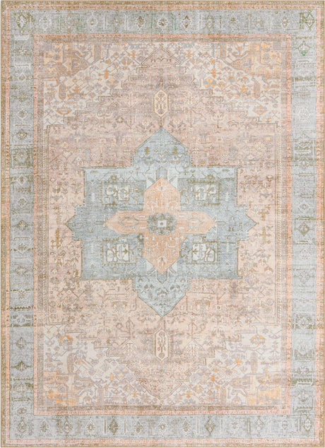 Washable Light Brown 7' 6 x 10' 6 Timeless Rectangle Area Rug Easy to Clean Stain Resistant & Durable Traditional Classic Vintage Design Carpet for Sale at Rug Engine