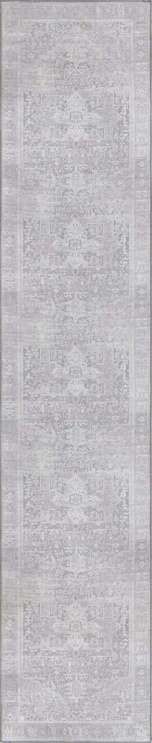 Washable Gray 2' 6 x 12' Timeless Runner Area Rug Easy to Clean Stain Resistant & Durable Traditional Classic Vintage Design Carpet for Sale at Rug Engine