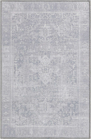 Washable Gray 2' x 3' Timeless Rectangle Area Rug Easy to Clean Stain Resistant & Durable Traditional Classic Vintage Design Carpet for Sale at Rug Engine