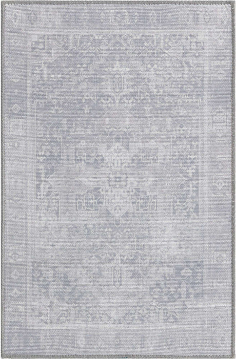Washable Gray 2' x 3' Timeless Rectangle Area Rug Easy to Clean Stain Resistant & Durable Traditional Classic Vintage Design Carpet for Sale at Rug Engine