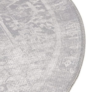 Washable Gray 7' 6 x 7' 6 Timeless Round Area Rug Easy to Clean Stain Resistant & Durable Traditional Classic Vintage Design Carpet for Sale at Rug Engine