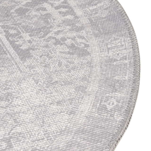 Washable Gray 7' 6 x 7' 6 Timeless Round Area Rug Easy to Clean Stain Resistant & Durable Traditional Classic Vintage Design Carpet for Sale at Rug Engine